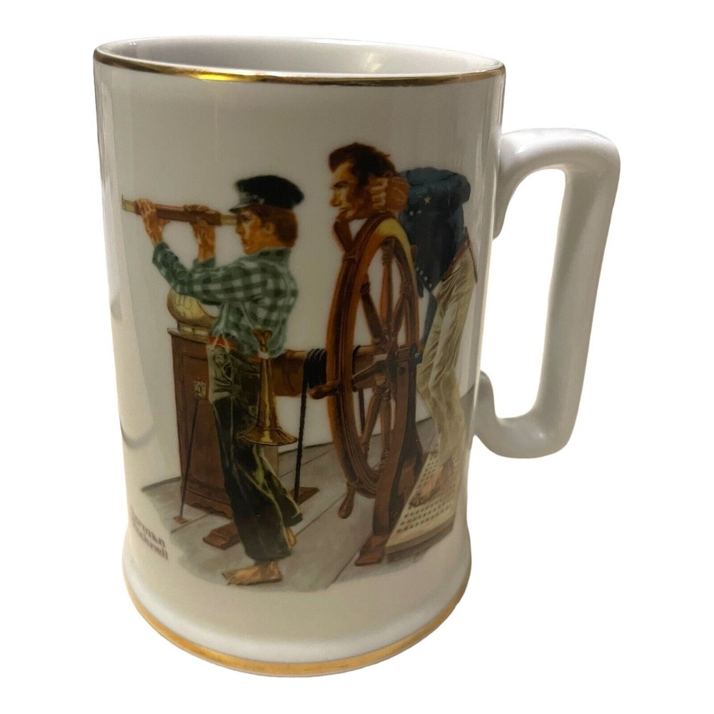 Norman Rockwell 12oz Mug Cup "River Pilot" 1985. Vintage collectable